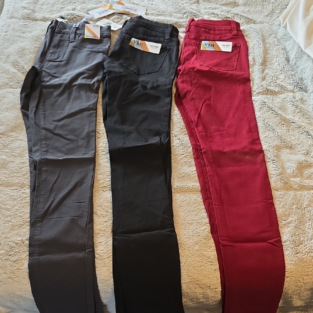 YMI Women's Skinny Jeans in Red, & Gray BUNDLE